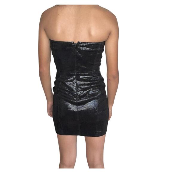 Revolve SPRWMN Goth Leather Bustier Mini Cocktail Dress XS Black NYE Designer‎ - Picture 8 of 10